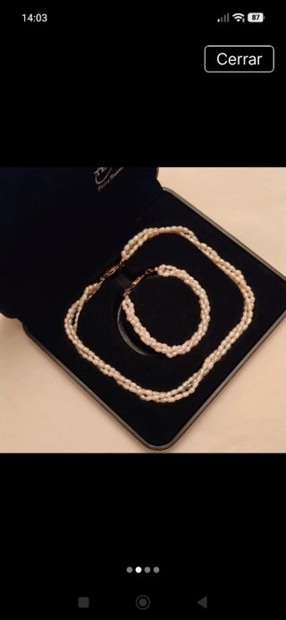 Collar y Pulsera de Perlas Naturales. Nunca Usado.