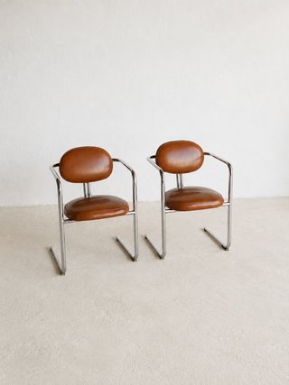 Sillas Cantilever Vintage Piel y Metal