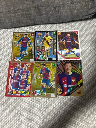 Lote 6 cromos FC Barcelona Piqué, Messi, Suárez, L