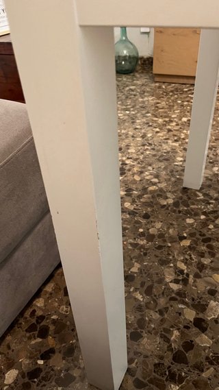 Mesa de comedor madera maciza lacada blanca