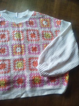 Jersey Crochet Multicolor Mangas Blancas