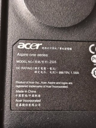 Acer Aspire One Netbook Windows XP