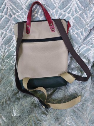Mochila Daniel Chong Beige y Verde