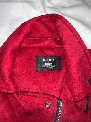 Chaqueta Biker Bershka Roja Terciopelo