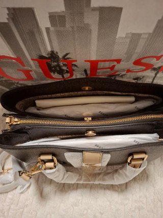Bolso Guess Marrón y Beige Logo GG