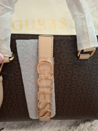 Bolso Guess Marrón y Beige Logo GG