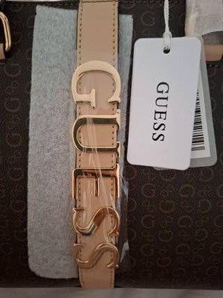 Bolso Guess Marrón y Beige Logo GG
