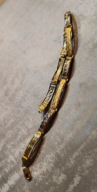 Pulsera Oro Blanco y Amarillo 20cm 8G