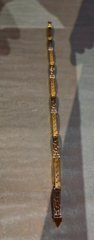 Pulsera Oro Blanco y Amarillo 20cm 8G