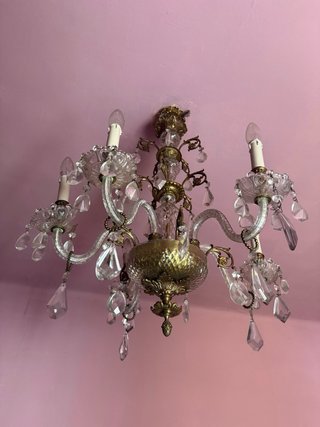 Lámpara araña cristal y dorada