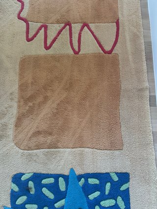 Alfombra de diseño beige y azul