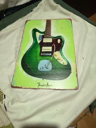 Placa Metálica Guitarra Fender Verde