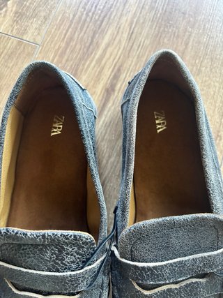 Mocasines Zara Piel Gris Talla 36 Nuevos