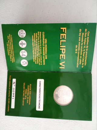 Primera moneda plata Felipe VI