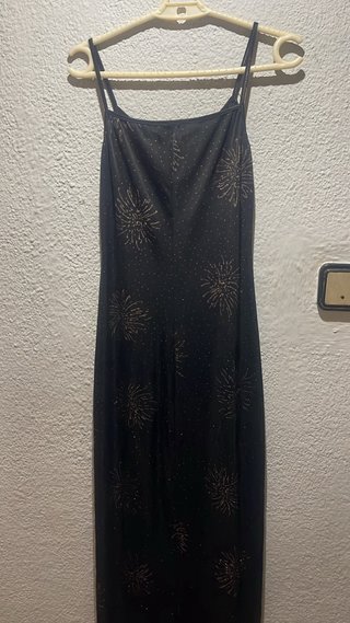 Vestido vintage negro dorado