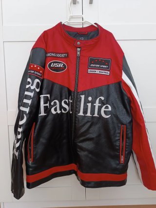 Chaqueta Biker Cuero Sintético Hombre