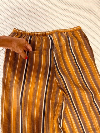 Pantalón ancho Rayas Azul y Marrón Zara