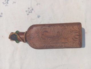 Botella Vintage Cuero Repujado Española 60-70