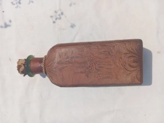Botella Vintage Cuero Repujado Española 60-70