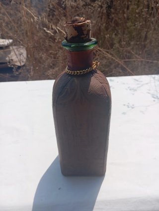 Botella Vintage Cuero Repujado Española 60-70
