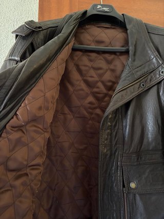 Chaqueta de piel hombre marrón