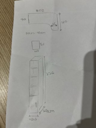 Mesa de escritorio L madera y metal