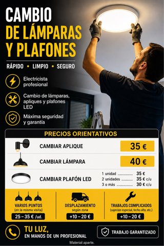 Cambio de lámparas, apliques y plafones LED