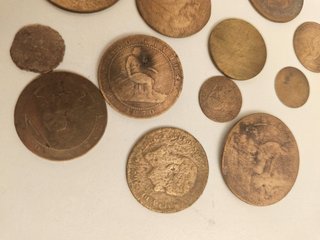 Lote 15 Monedas Cobre Chatarra