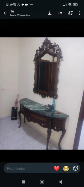 Mesa consola madera y mármol