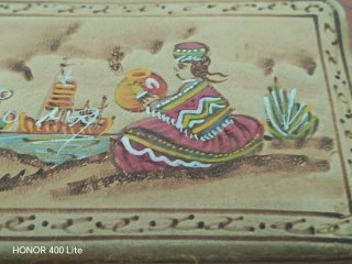 Caja joyero cuero artesanal pintada
