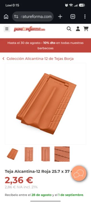 Teja Alicantina Roja Usada