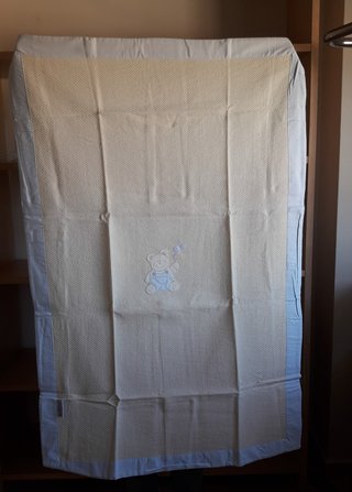 Manta bebé algodón beige con osito