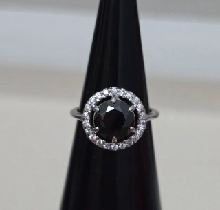 Anillo Plata 925 con Circonita Negra