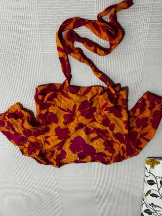 Conjunto Lanidor estampado naranja y fucsia