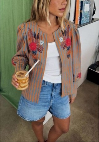 Chaqueta Zara bordada rayas