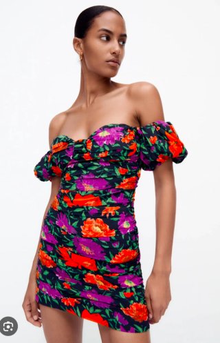 Vestido Zara floral manga abullonada