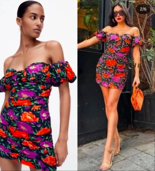 Vestido Zara floral manga abullonada