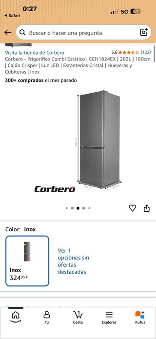 Nevera  Corberó 180x54 con garantía