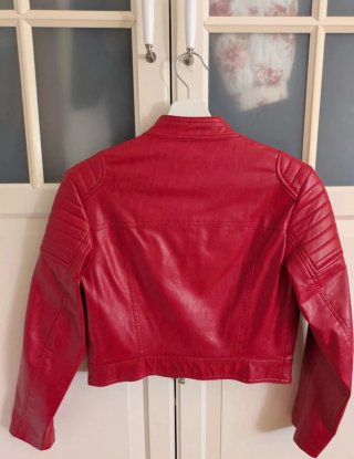 Chaqueta cuero sintético roja