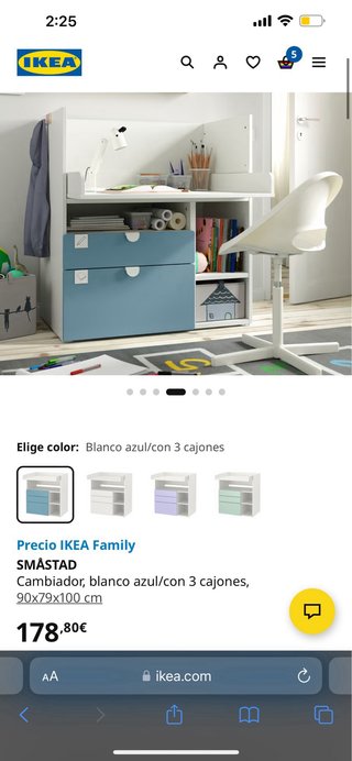 Cambiador IKEA SMASTAD Blanco para Bebé.
