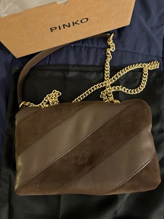 Bolso Pinko Marrón de piel y ante