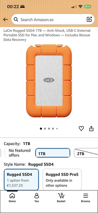 LaCie Rugged SSD4 1TB — Anti-Shock, USB‑C External