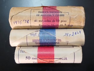 1, 5 y 50 Ptas (Tres Cartuchos de 1975 *78)