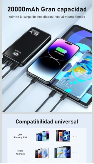 Cargador Portátil TUXINSUN 20000mAh 22.5W