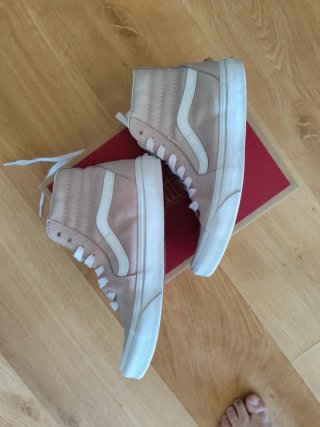 Zapatillas Vans Altas Rosa y Blanco