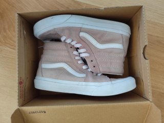 Zapatillas Vans Altas Rosa y Blanco