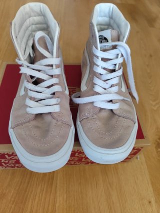 Zapatillas Vans Altas Rosa y Blanco