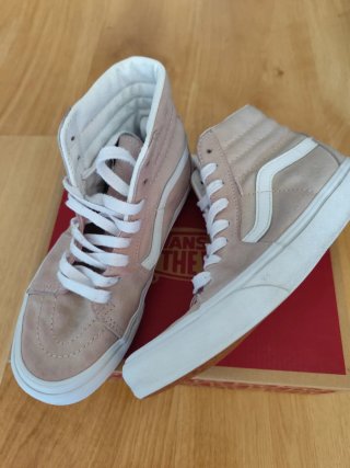 Zapatillas Vans Altas Rosa y Blanco