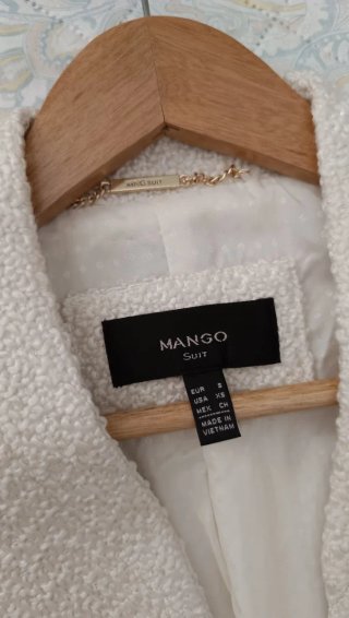 Abrigo Tweed Blanco Roto Mango