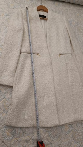Abrigo Tweed Blanco Roto Mango